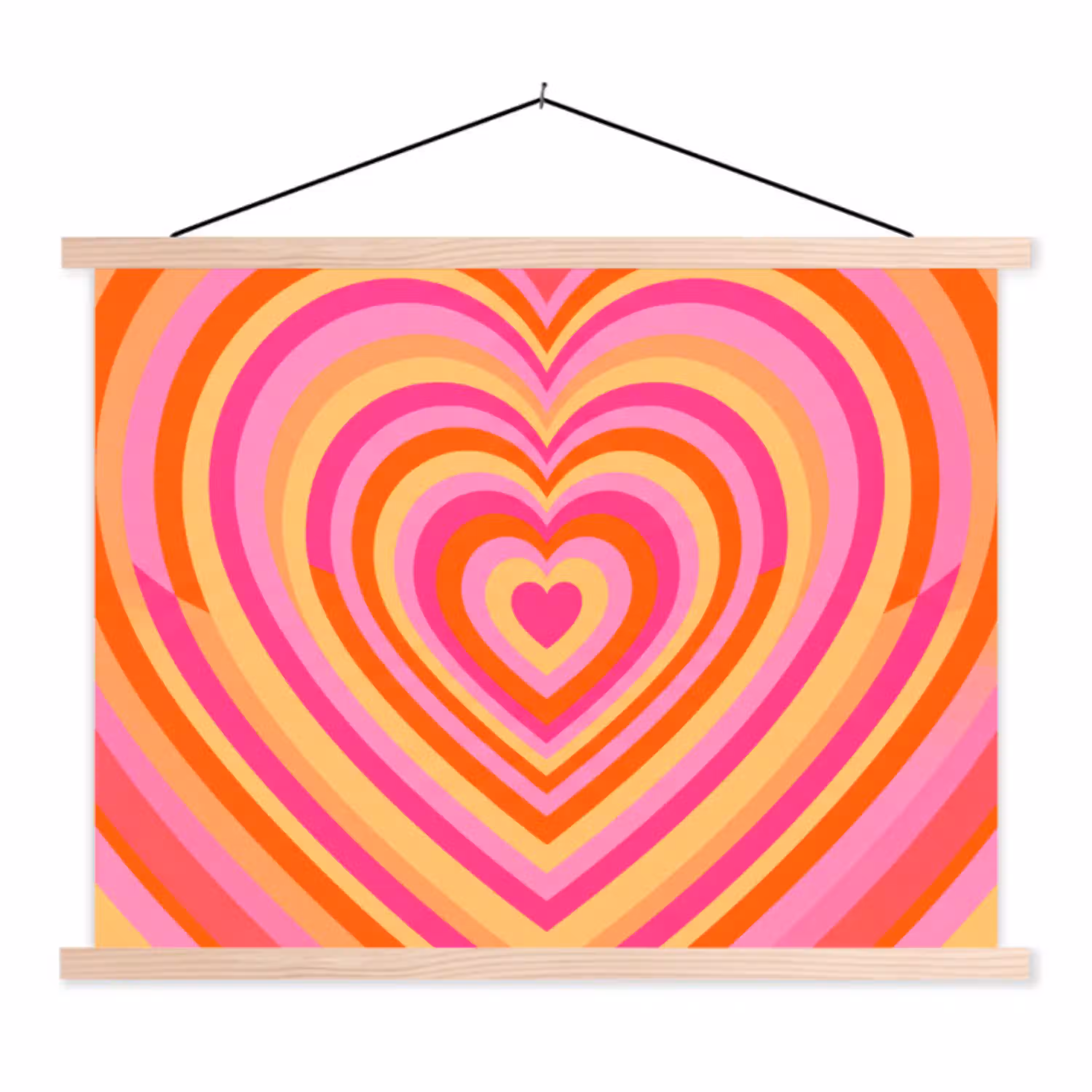 Hart - Concentrisch - Abstract - Liefde - Kleurrijk textielposter latten blank klein -3d