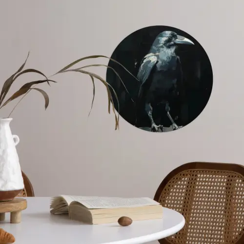 Raaf - Vogels - Zwart Wandcirkel behangsticker klein -sfeer3