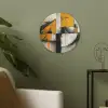 Geel - Abstract - Modern - Vormen Akoestische PET Vilt - Rond klein -sfeer2