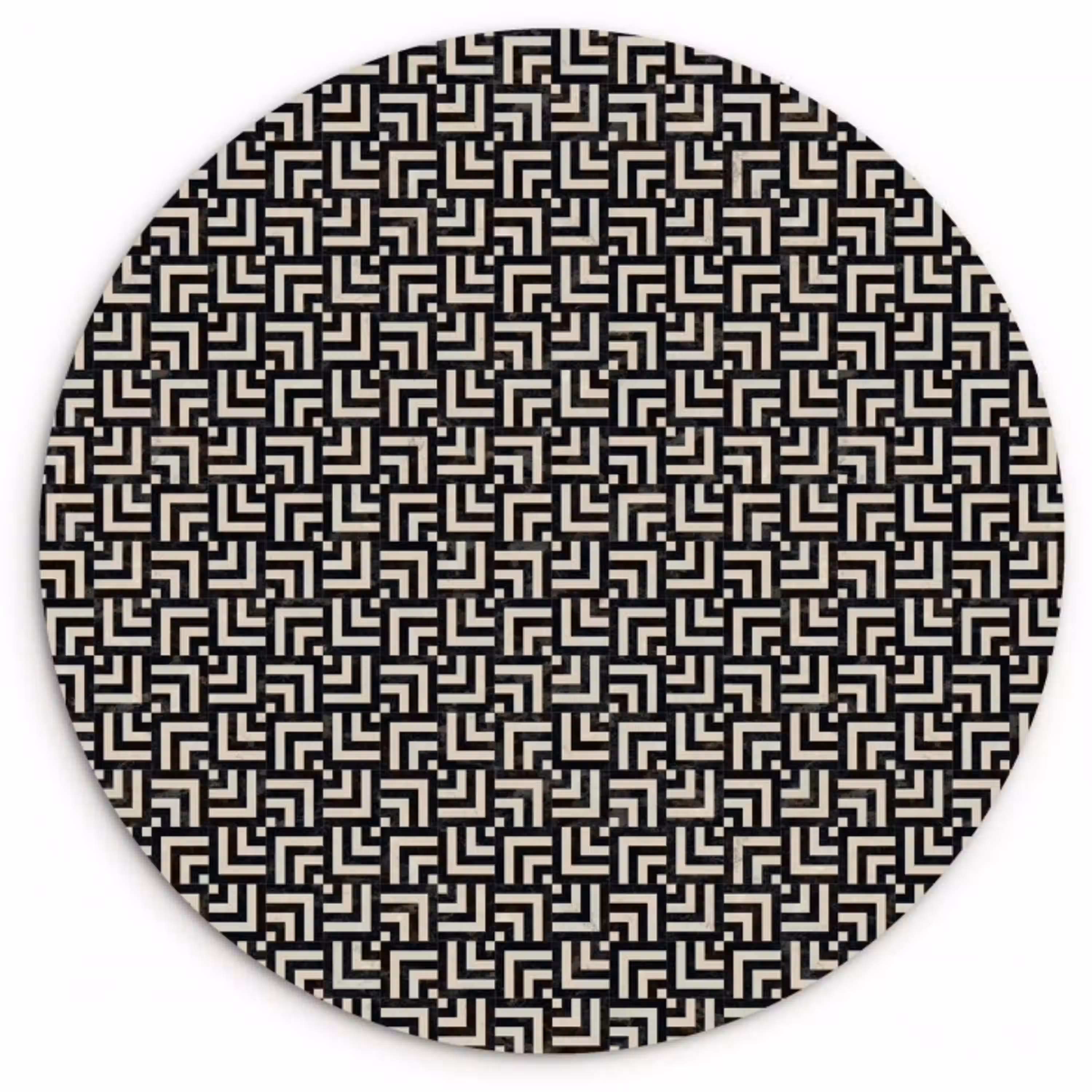 Patroon - Marmer - Zwart Wandcirkel kunststof plaat 5mm dik klein 188 -3d