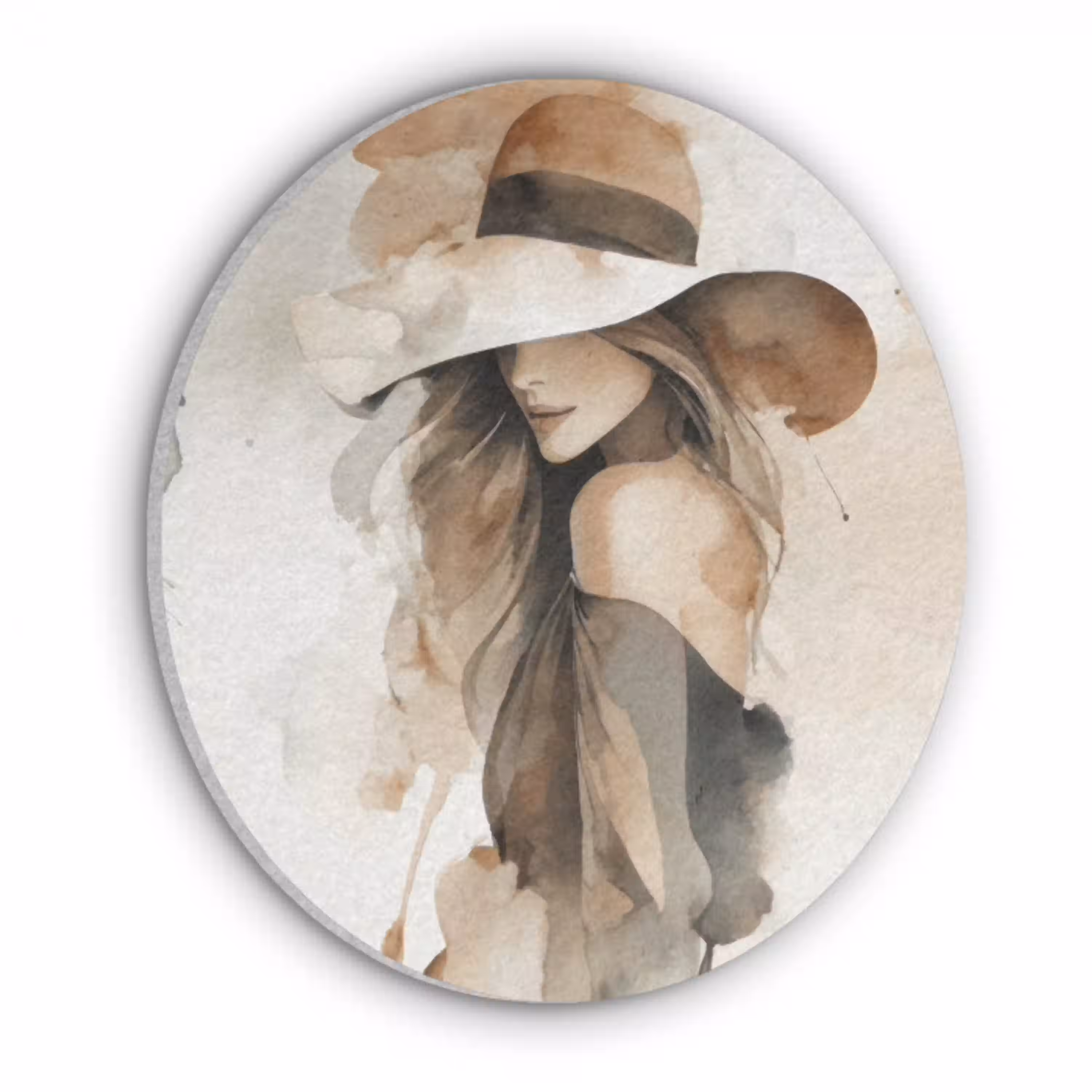 Mysterieus - Vrouw - Sepia Akoestische PET Vilt - Rond klein -3d