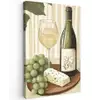 Wijn - Druiven - Kaas - Bladeren Tuinposter op houten frame 2 cm dik klein -3d