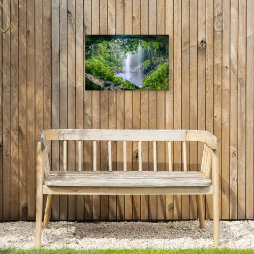 Verborgen Waterval Tuinposter op houten frame 2 cm dik klein -sfeer4