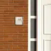 Boomsilhouet beige achtergrond - Modern Naambord Vierkant klein -sfeer3-XS