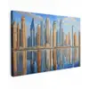 Skyline - Wolkenkrabbers - Water - Blauw Tuinposter op houten frame 2 cm dik klein -3d
