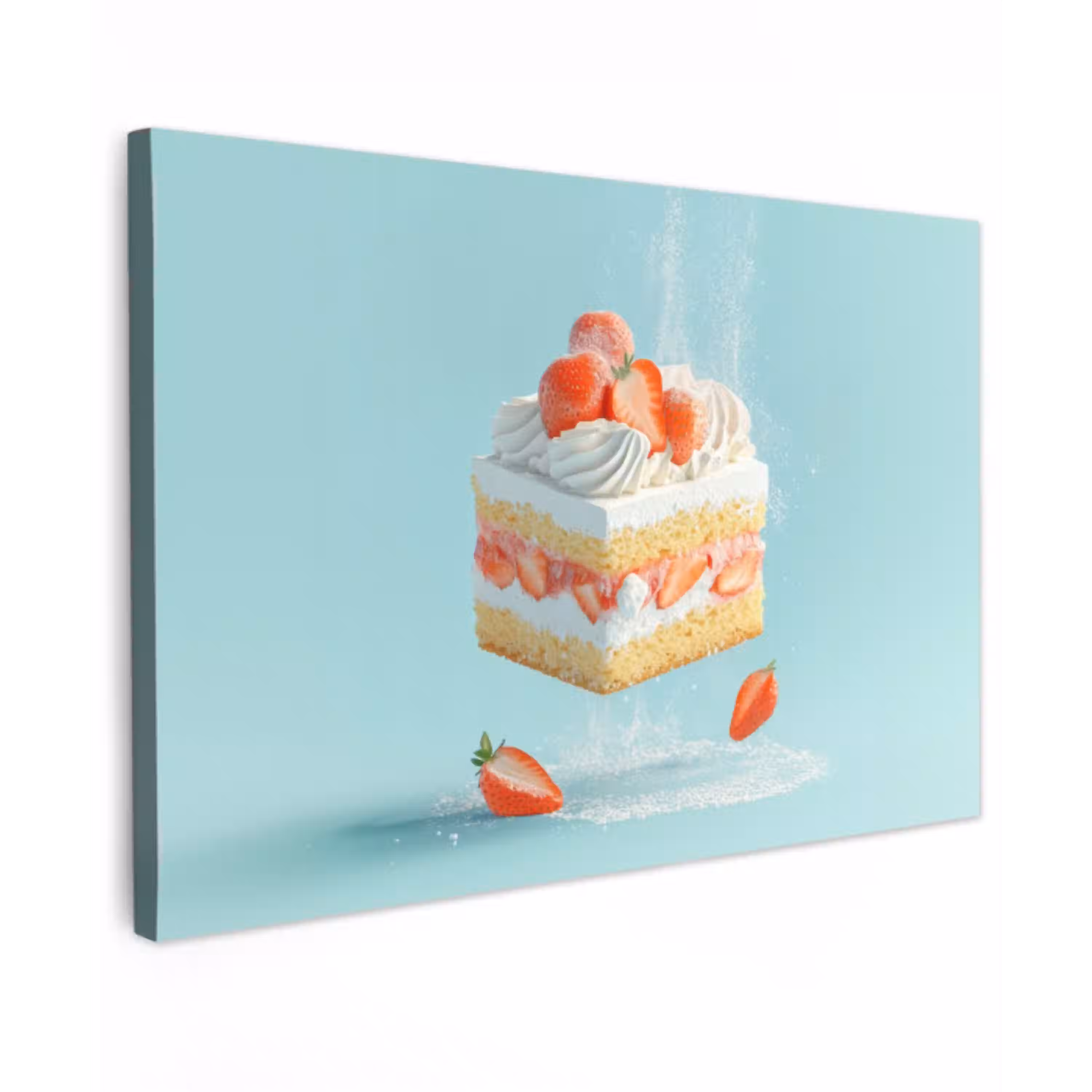Slagroom - Taart - Blauw - Eten canvas 2cm klein -z3d