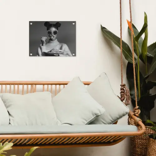 Vrouw - Pasta - Zonnebril tuinposter los doek klein -sfeer7