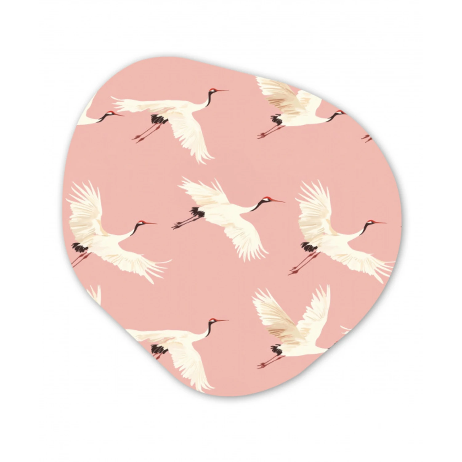 Modern - Kraanvogels - Roze Wandcirkel Organisch Forex 3mm klein 629 -3d