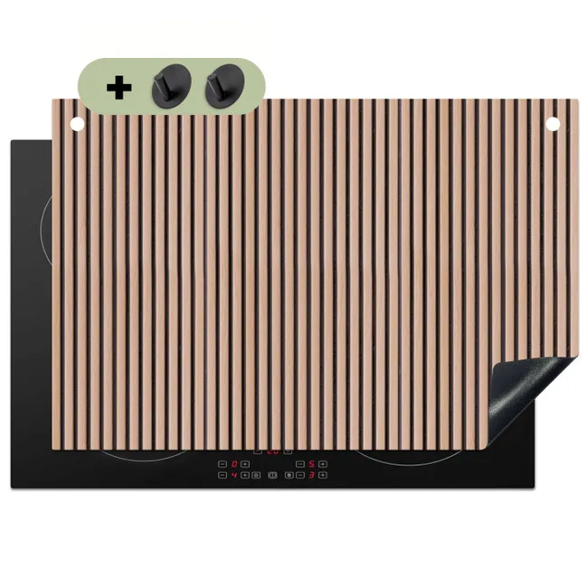 Induction Hob Cover & Splashback (2-in-1) - Retro - Wood - Shelf - Natural
