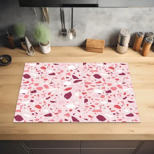 Terrazzo - Patroon - Roze Inductie beschermer vinyl 3mm klein 276 -sfeer5
