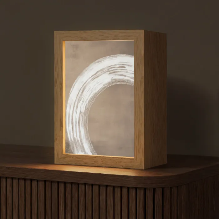 Verf - Bruin - Japandi Light Box met kabel (Tafellamp) klein -z3d_website