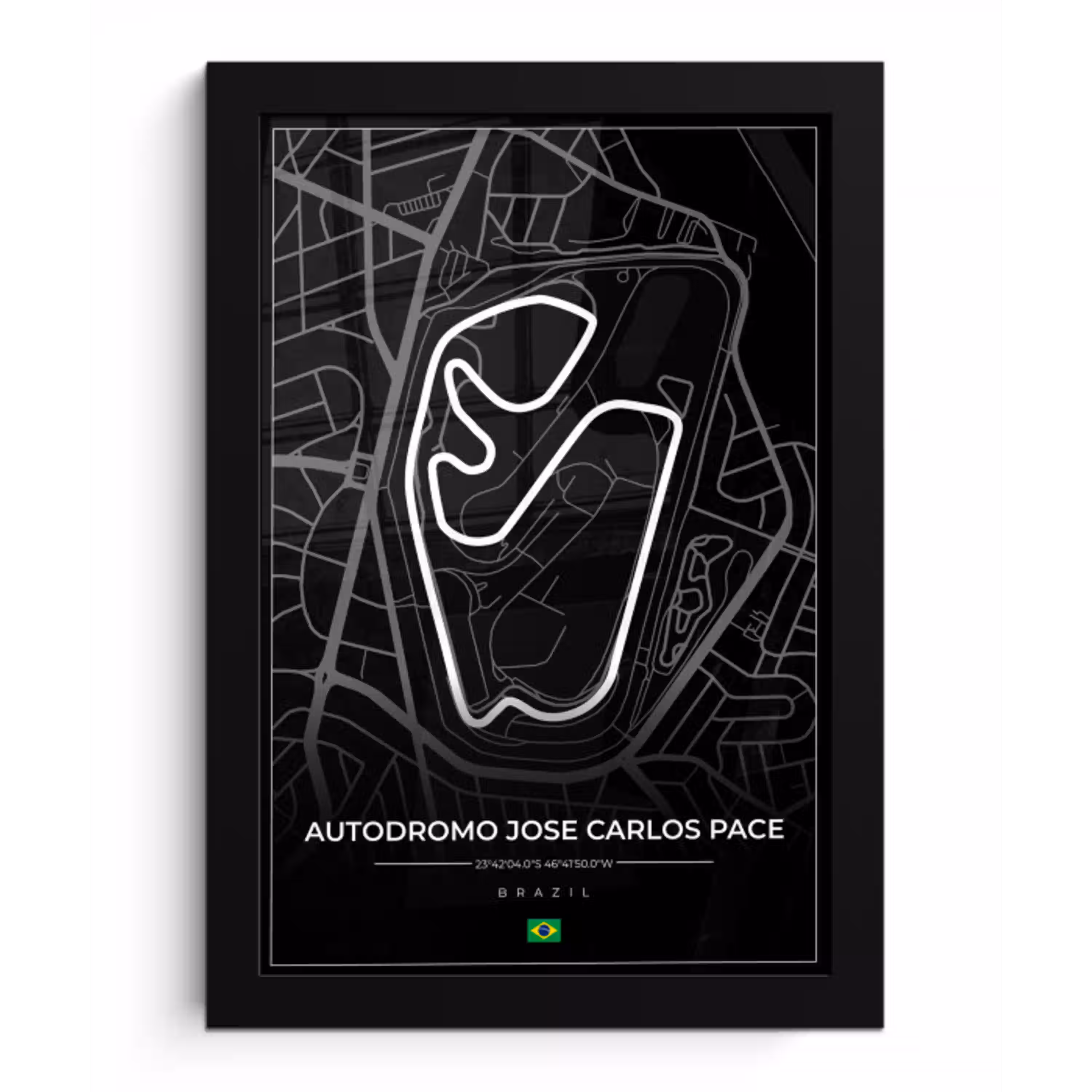 Racebaan - Brazilië - Circuit - Formule 1 - Autódromo José Carlos Pace - Zwart fotolijst zwart zonder passe partout klein -3d