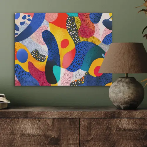 Vormen - Abstract - Stippels - Blauw PET vilt klein -sfeer2