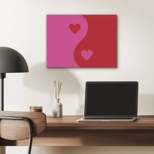 Minimalistisch - Rood - Roze - Hartjes PET vilt klein -sfeer5