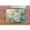 Lieveheersbeestje - Bloemen - Wit laptophoes neopreen klein -tafel