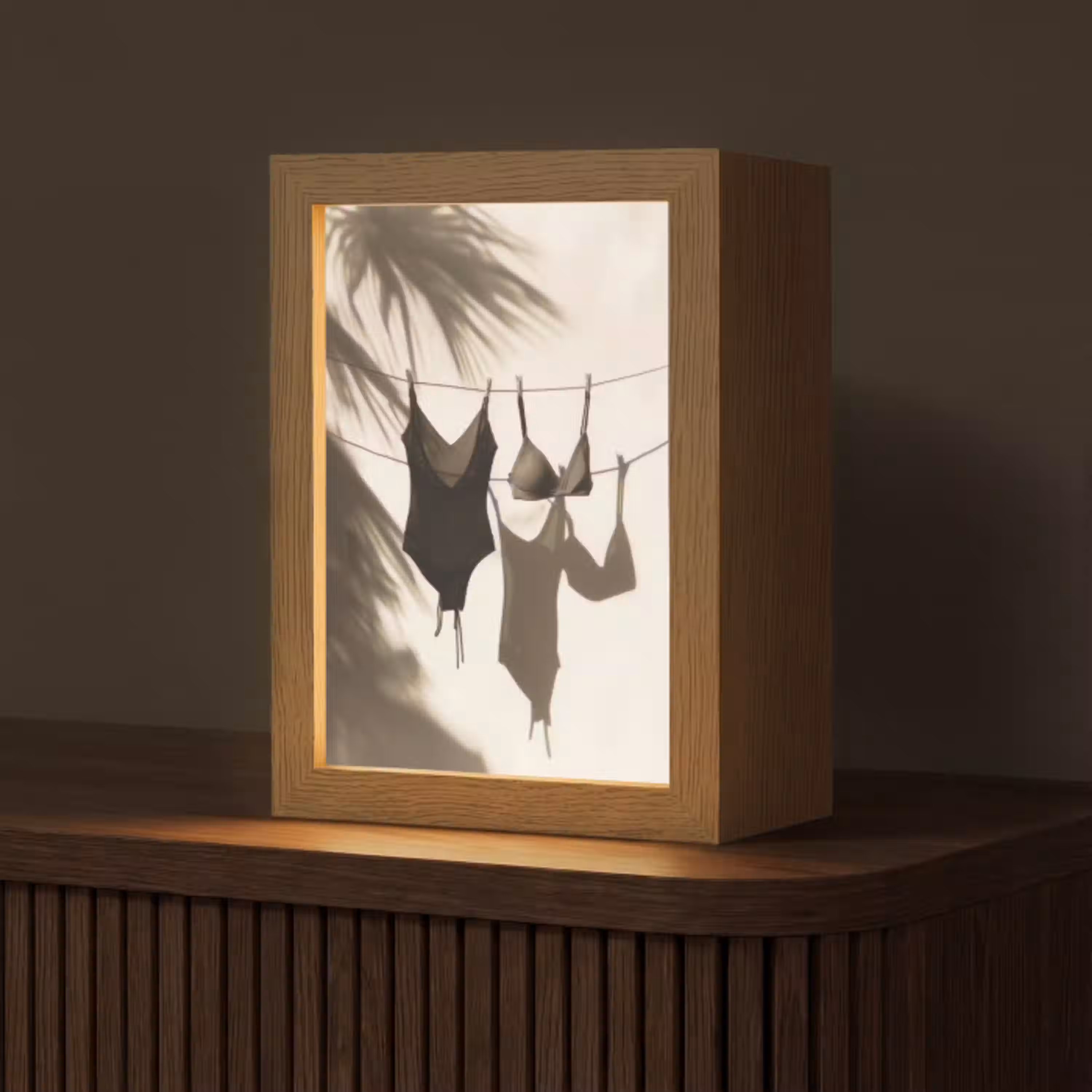 Badkleding - Palmbomen - Schaduw - Tropisch Light Box met kabel (Tafellamp) klein -z3d_website