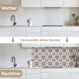 Klassiek - Patroon - Kleurrijk keuken achterwand 2 middel 871 -voor-na_DE