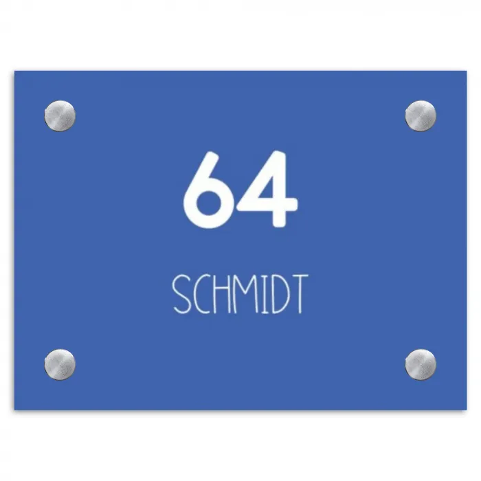 Kobaltblauw - Modern Naambord Rechthoek middel -3d