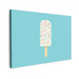Ijsje - Stokje - Sprinkles - Lichtblauw Tuinposter op houten frame 2 cm dik klein -3d