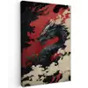 Zwarte draak - Rookwolken - Rood canvas 2cm klein -z3d