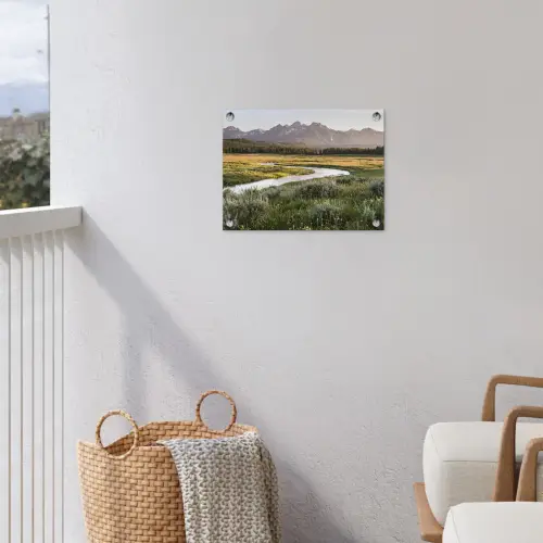Berglandschap - Rivier - Bos tuinposter los doek klein -sfeer8