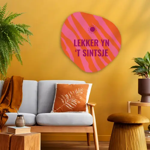 Quote - Zomer - Roze Wandcirkel Organisch Plexiglas middel -sfeer4