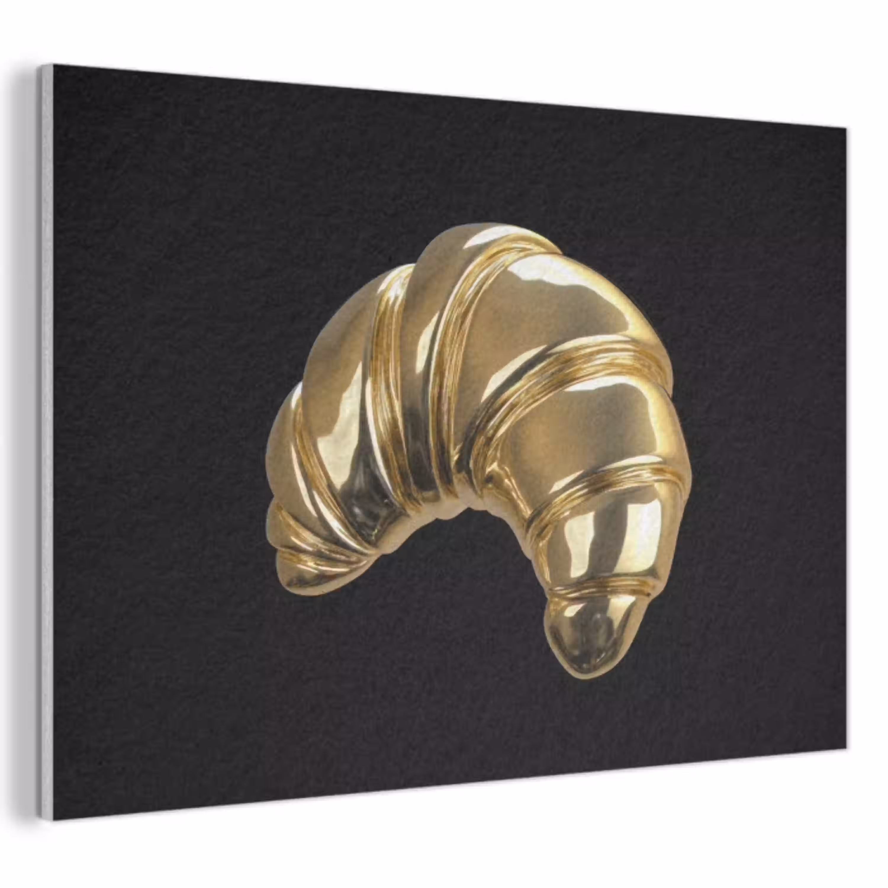 Croissant - Brood - Goud - Zwart PET vilt klein -3d