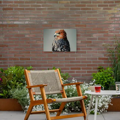 Vogel - Realistisch - Veren - Bruin Tuinposter op houten frame 2 cm dik klein -sfeer3