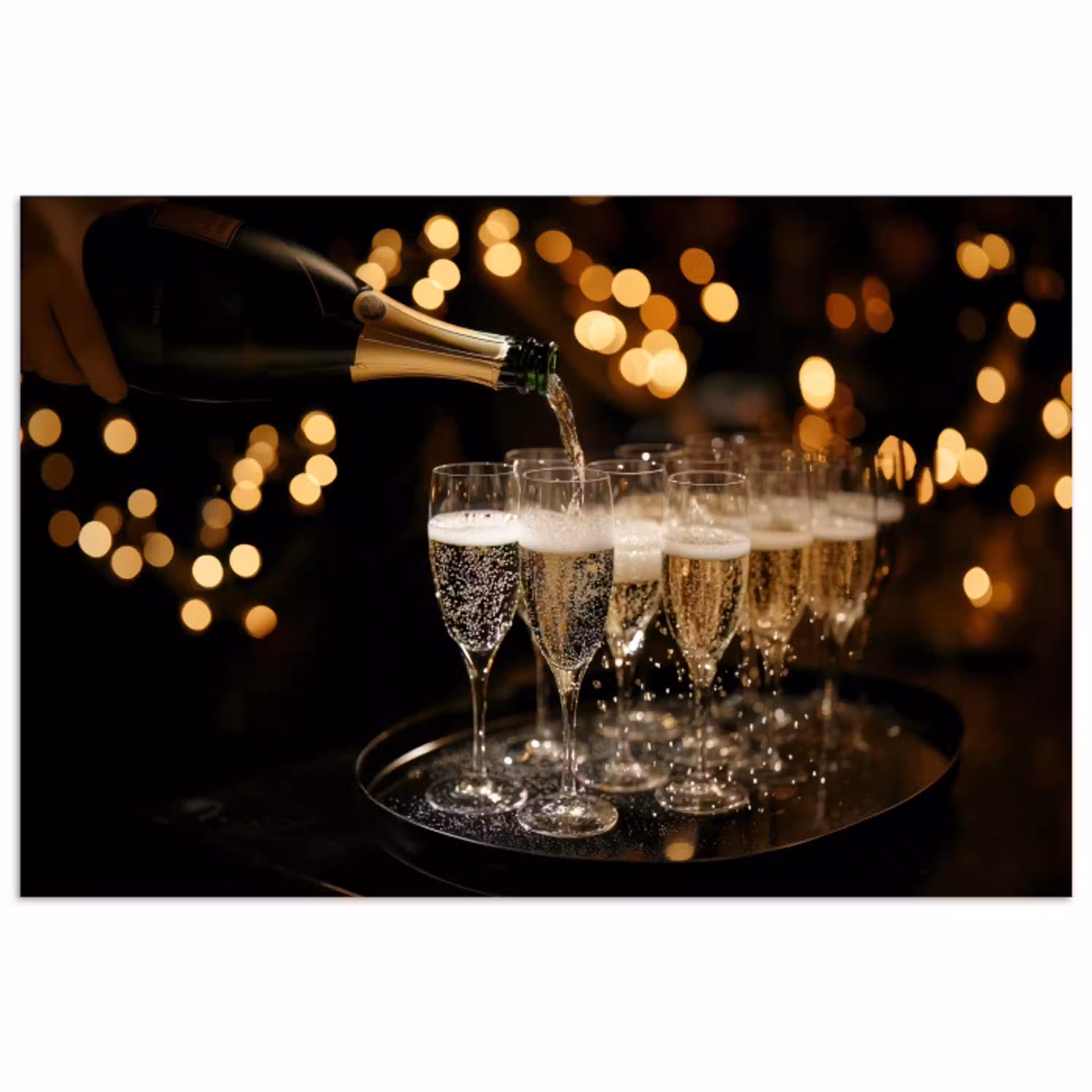 Lichtjes - Champagne - Dienblad - Glazen poster papier klein -3d