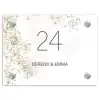 Wit met bloementakjes - Klassiek Naambord Rechthoek middel -3d