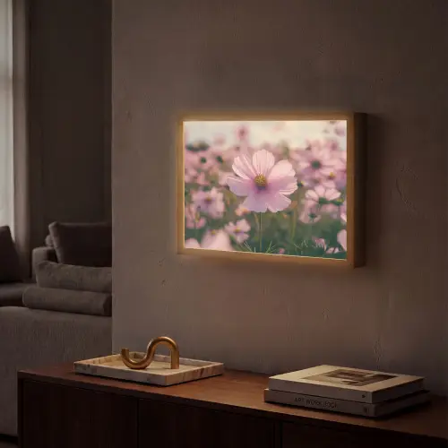 Bloemen - Paars - Wazig Light Box met batterij (Wandlamp) middel -sfeer1