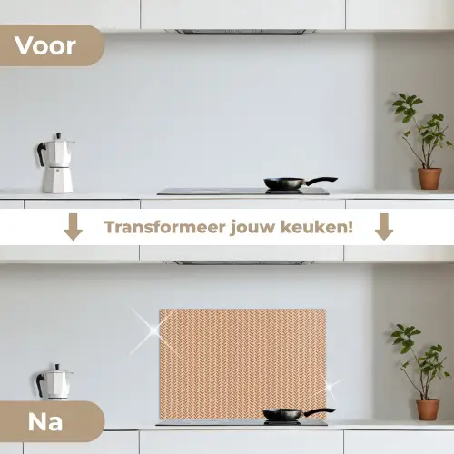Plaid - Patroon - Bladvorm - Bruin keuken achterwand spatscherm klein 900 -voor_na_NL