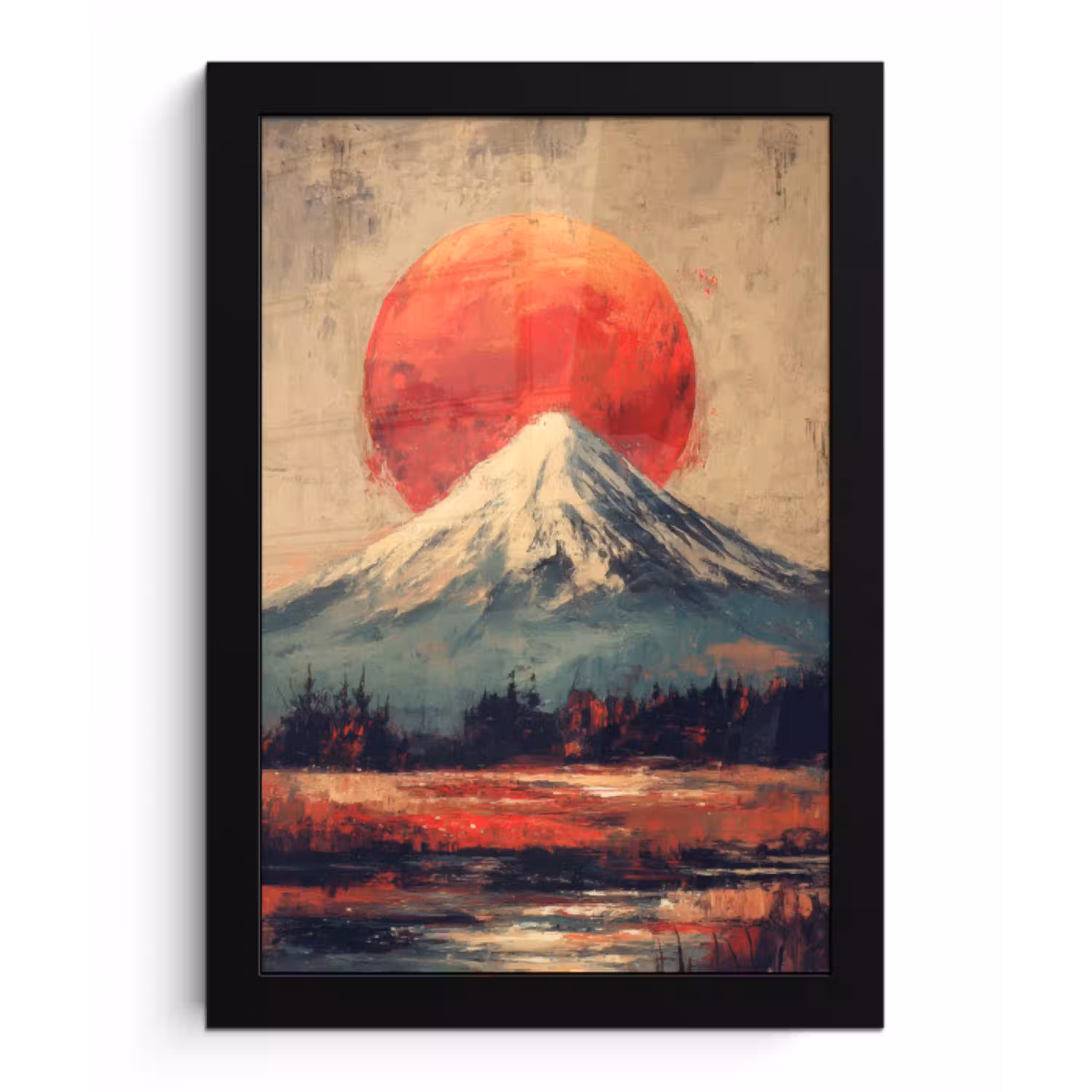 Bergtop - Sneeuw - Zon fotolijst zwart zonder passe partout klein -3d