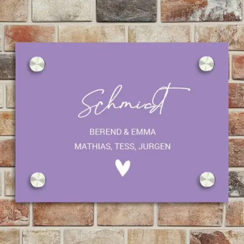 Paars - Sierlijk Naambord Rechthoek middel -sfeer3