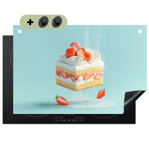 Slagroom - Taart - Blauw - Eten Inductie beschemer met haakjes klein -3d