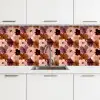 Bloemen - Abstract - Aardetinten keuken achterwand 2 middel 871 -3d