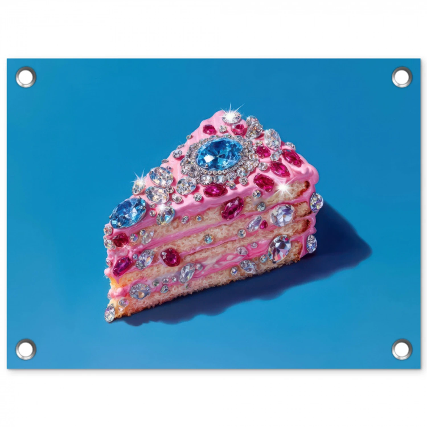 Taart - Edelstenen - Glitters - Roze tuinposter los doek klein -3d