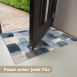Patroon - Blauw - Vierkanten Deurmat klein -USP_DE