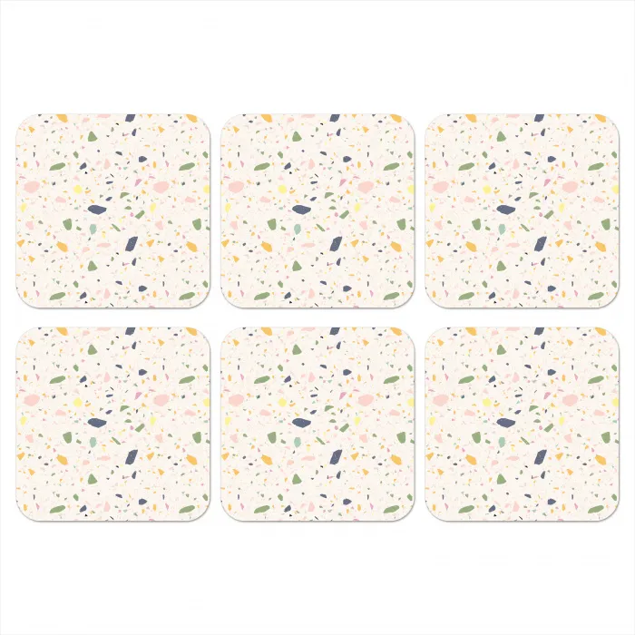 Terrazzo - Patroon - Kleurrijk  - Festival onderzetter kurk middel 366 -3d