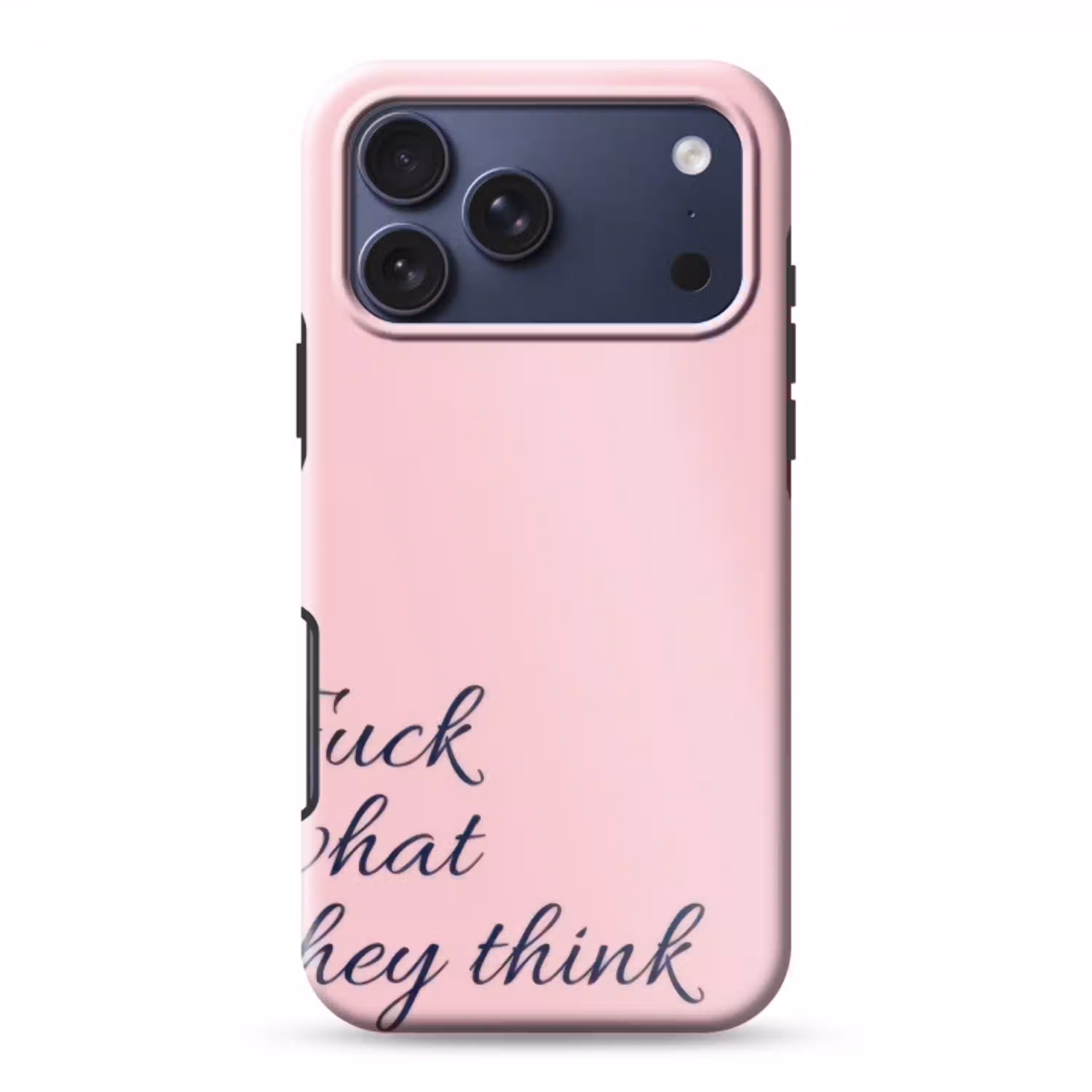Fuck what they think - Roze - Minimalistisch Toughcase MagSafe Apple iPhone 17 Pro Max klein -3d