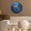 Kwal - Lichtgevend - Tentakels - Blauw Akoestische PET Vilt - Rond klein -sfeer1