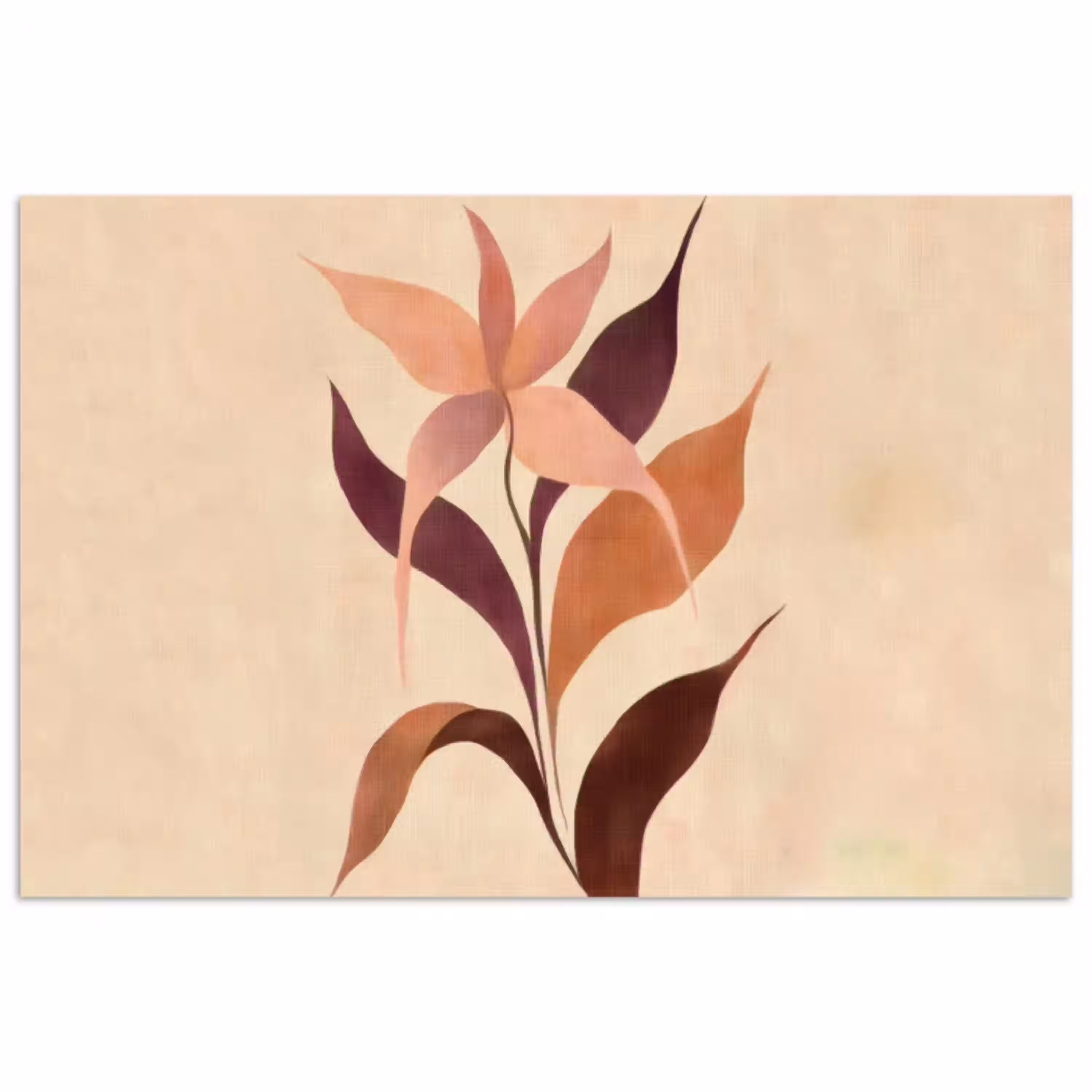 Minimalistisch - Bloem - Bladeren - Beige poster papier klein -3d
