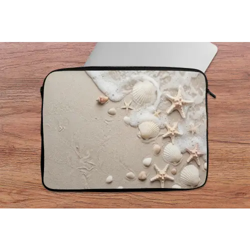 Schelpen - Zeesterren - Strand laptophoes neopreen klein -tafel