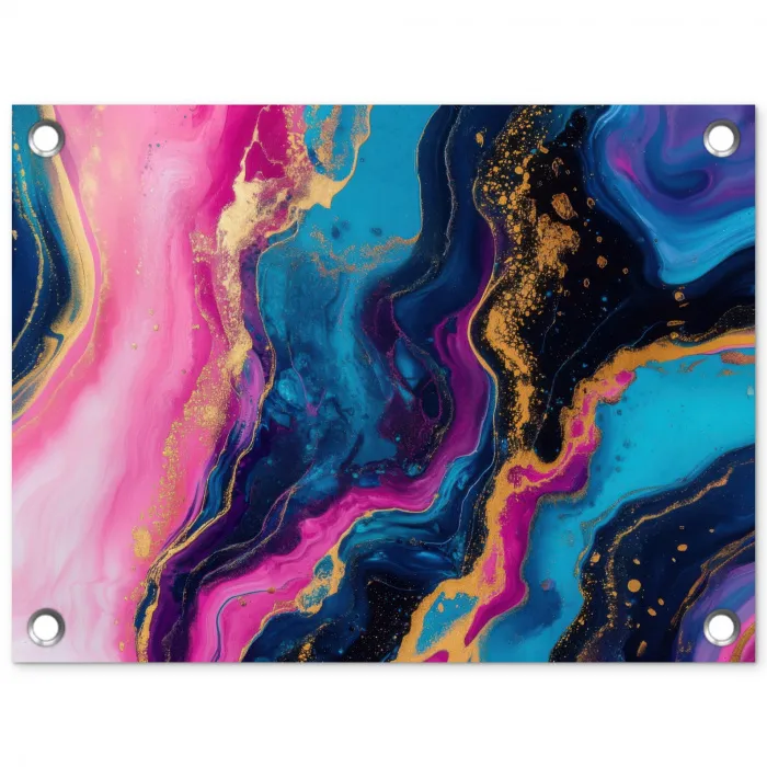 Marmer - Modern - Goud tuinposter los doek klein -3d
