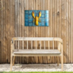 Kreeft - Geel - Blauw - Tegels Tuinposter op houten frame 2 cm dik klein -sfeer4