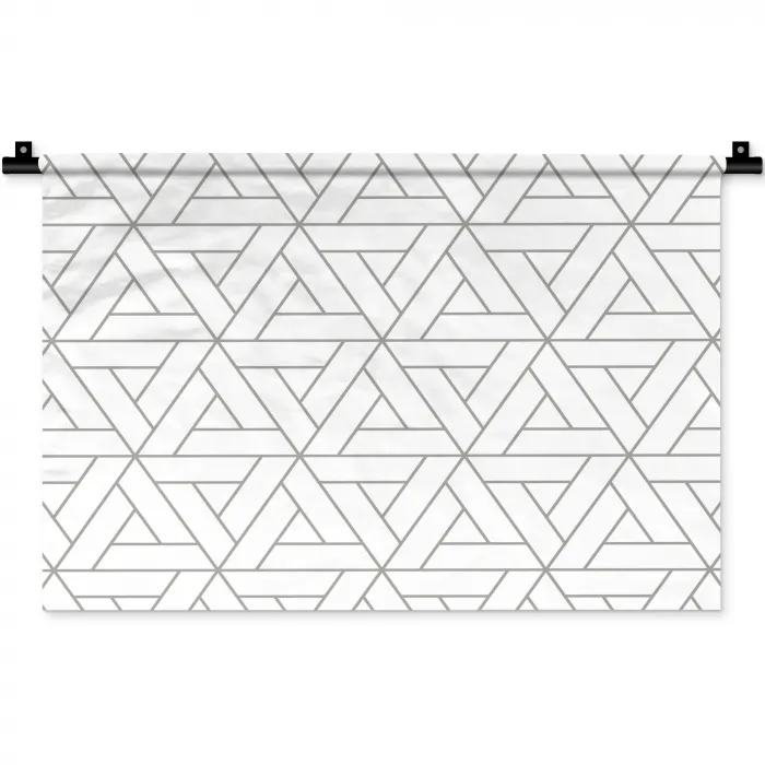 Design - Lijn - Patroon - Zwart - Wit Wandkleed katoen klein 269 -zz3d
