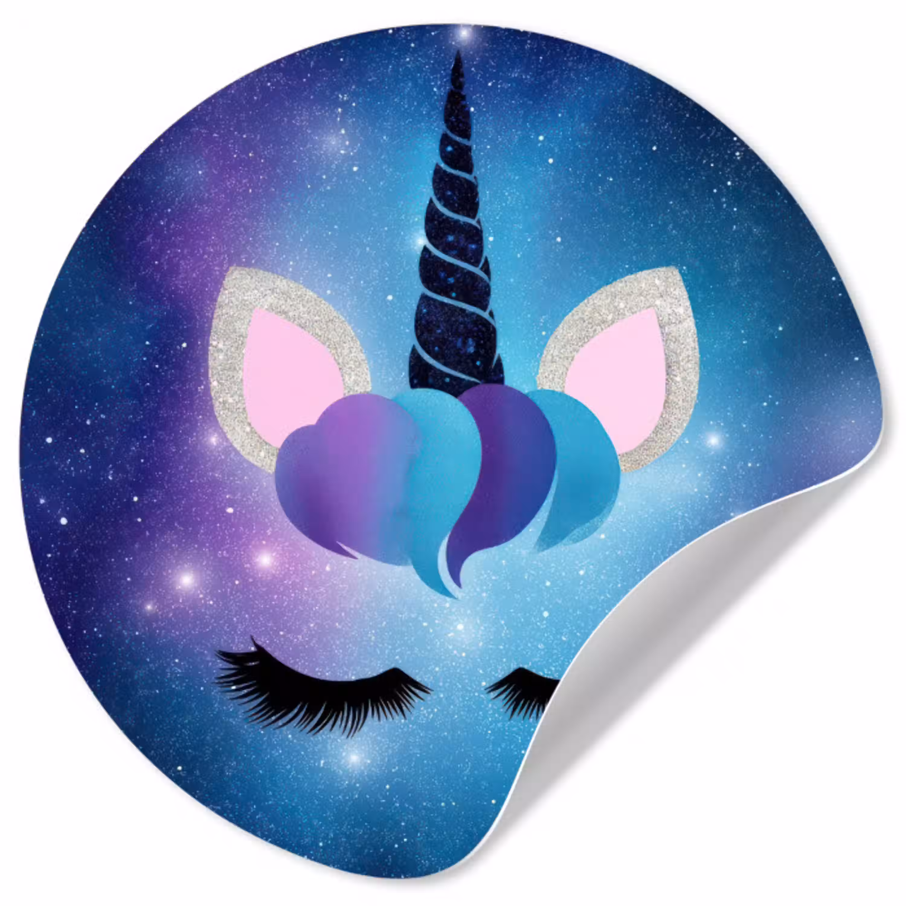 Eenhoorn - Sterren - Magisch - Blauw Wandcirkel behangsticker klein -3d