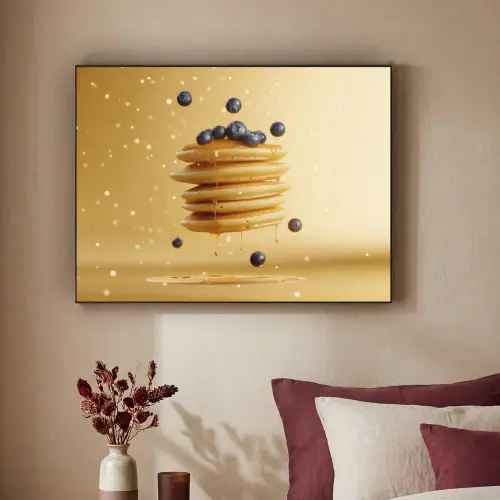 Pannenkoeken - Eten - Honing - Geel Textielframe zwart klein -sfeer1