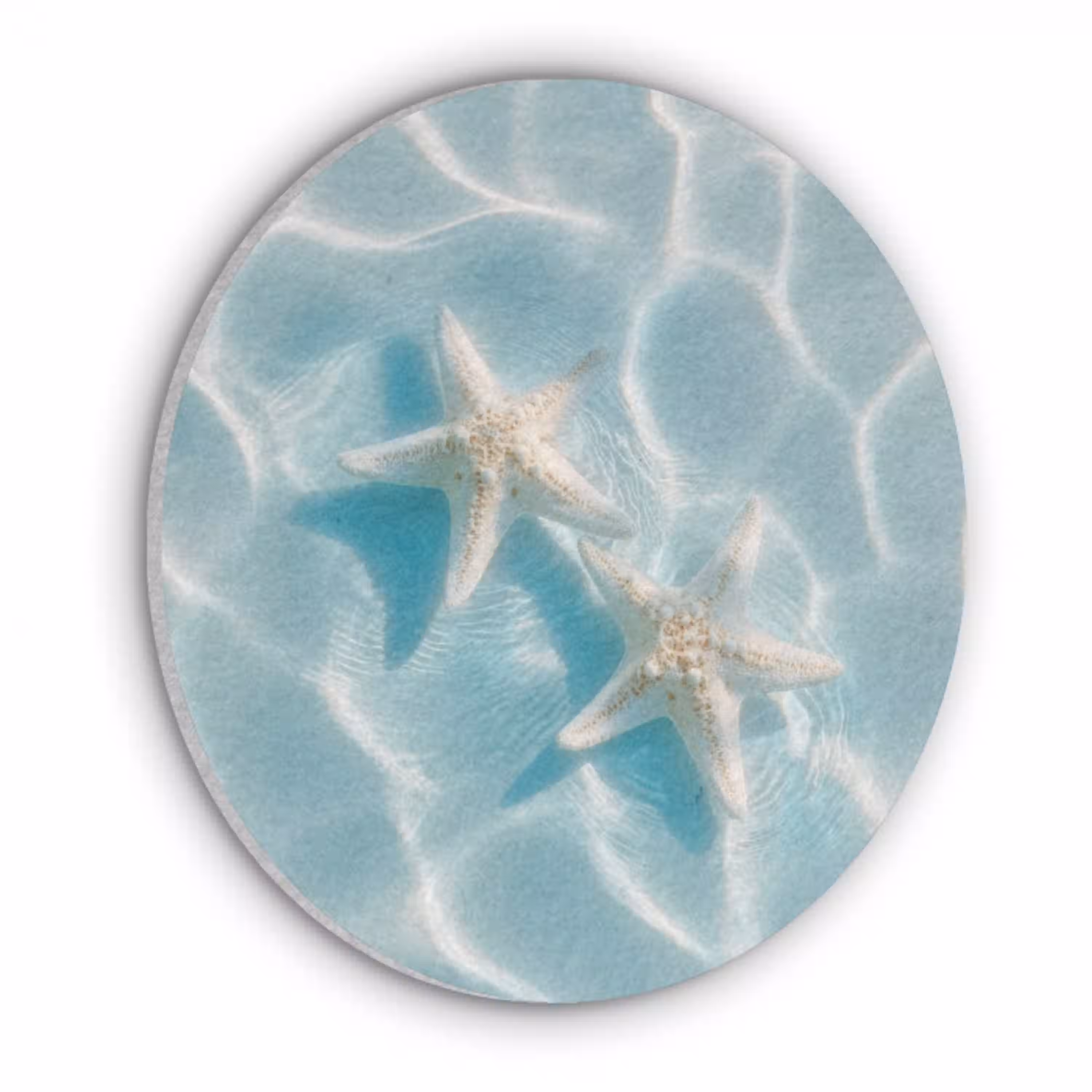 Zeesterren - Golvend water - Rustgevend Akoestische PET Vilt - Rond klein -3d