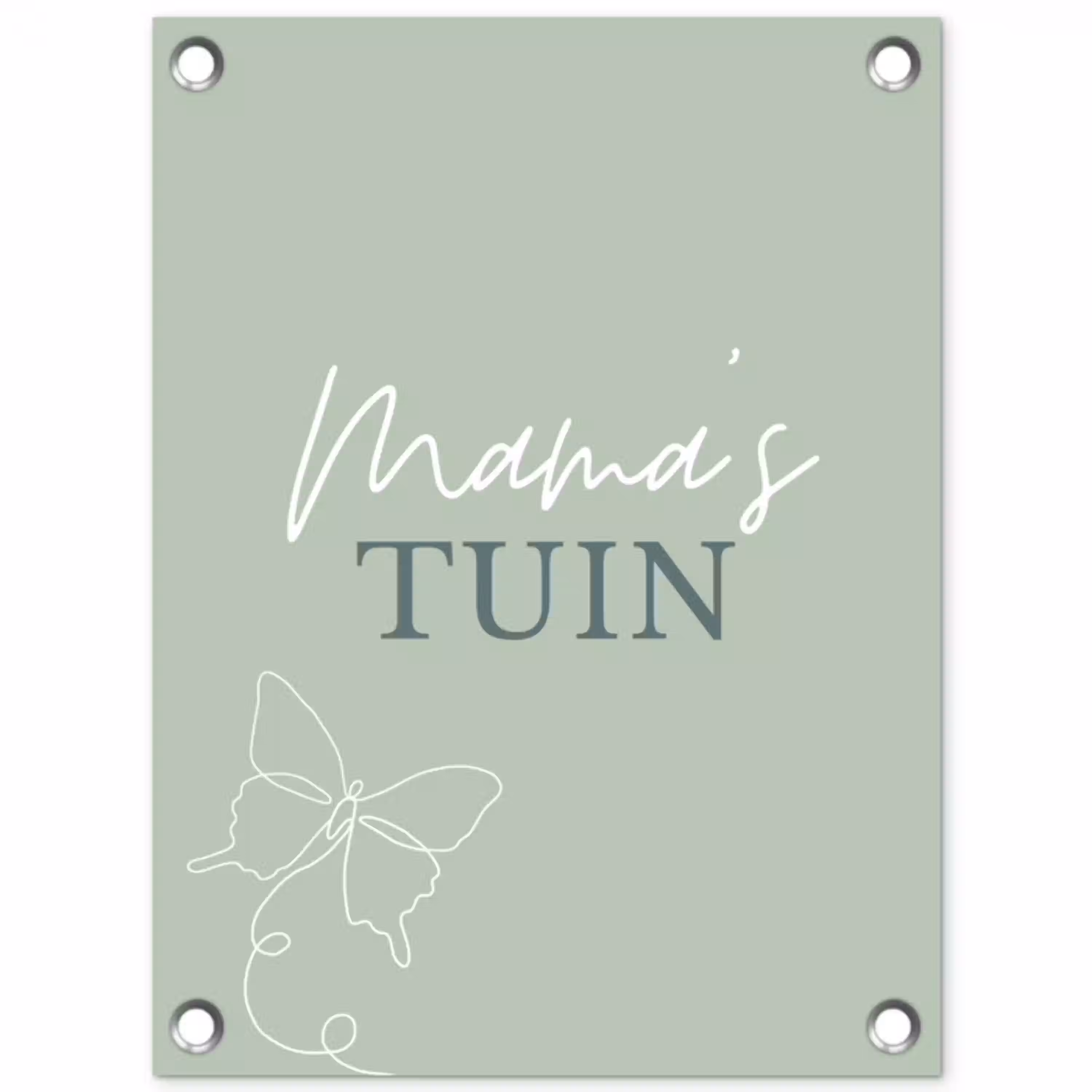 Mama's Tuin met Vlinder tuinposter los doek klein -3d